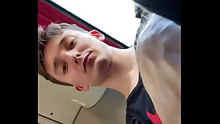 Twink coming home from school masturbates big cock on the bus and make huge cum on the seat