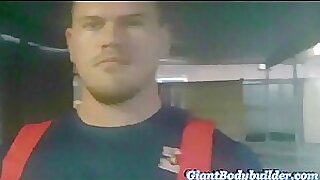 Bodybuilder Firefighter lift & fuck skinny man!