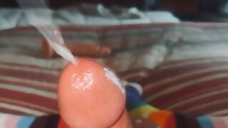 Dad uses a penis sleeve and pumps a big load of cum