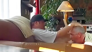 Thick hung str8 beefy top sucked off by daddy on a concealed camera