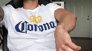 Sexy Papí Jerks His Big Cock While Chugging A Beer!