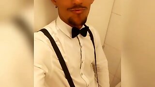 Cumming on public bathroom