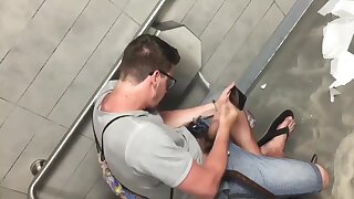 Caught in mall bathroom