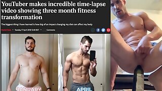 Famous straight fitness influencer plays with his hole