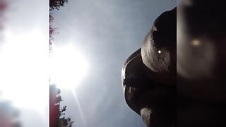 Chubbyy man nude outdoors beach day