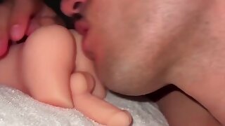 Sexy moustached lad satifying his tongue's cravings