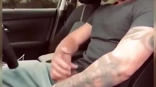 Daddy jerks off in a car