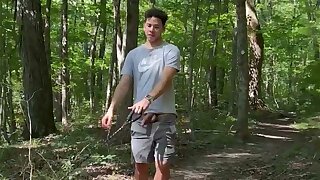 Whipping out his cock on his walk