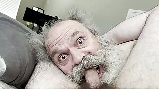 Old Man Big Moustache Cocksucker