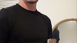 Tiktoker plays with his dick, seen in the mirror live on TikTok. Closeup at end of video