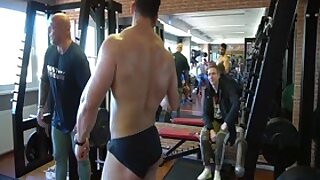 Young Bodybuilders in skimpy Briefs and Posers in the gym