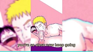 Naruto Sucking Luffy Huge Cock Deepthroat - Intense Gay Blowjob Close Up