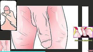 10 Minute Male Voice JOI Stroke and Cum Instructions while I Draw a Huge Cock &num;8 - Yaoi drawing process