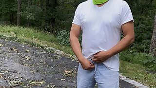 Taking a piss out side…