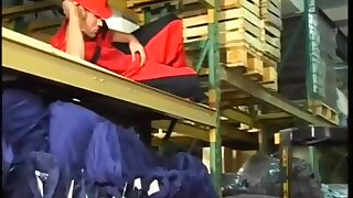 Threesome in warehouse